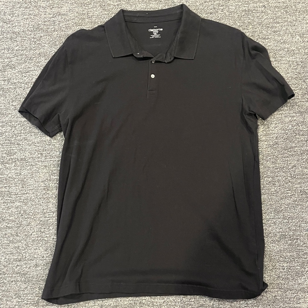 Claiborne Collared Black Shirt Stretchy Slim Fit XXL